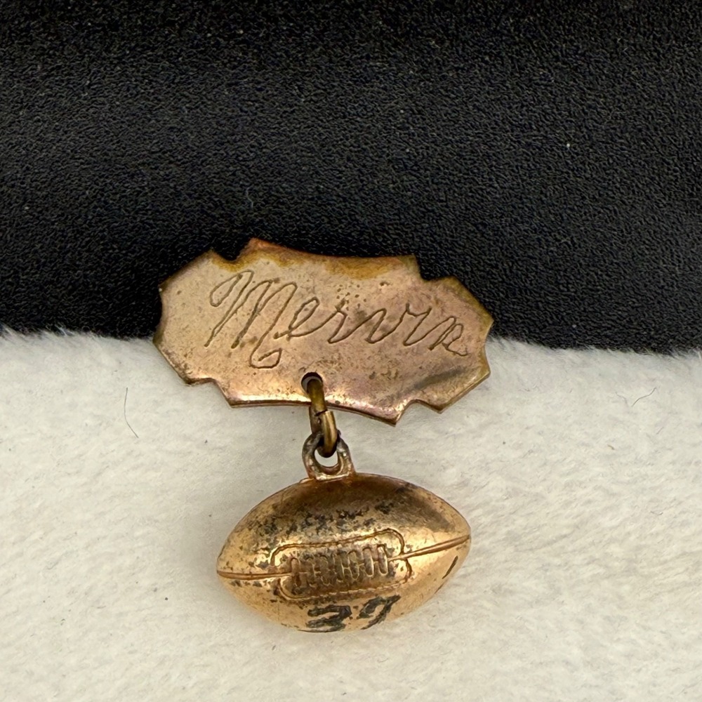 Vintage‎ Gold Filled Brooch Football Engraved '37